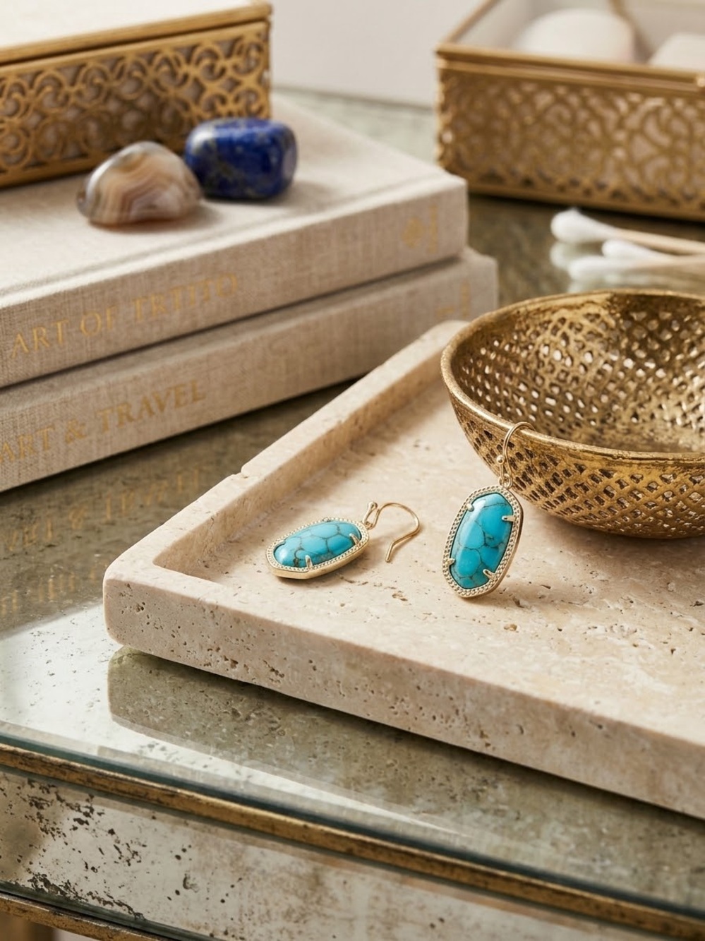 Kendra Scott Turquoise Stone Gold Drop Earrings